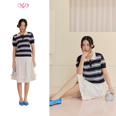 Áo OLV len cổ polo nút cài kiểu dễ thương trẻ trung Knit Polo Sweetheart Buttoned phù hợp mọi dịp