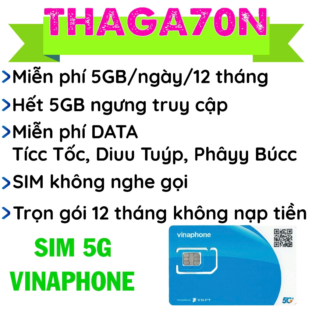 Sim Vinaphone 5G Tặng 5gb/ngày, miễn phí 1 năm không phải nạp tiền – Viễn thông HDG