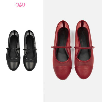 Giày búp bê OLV đế bệt phối lưới thời trang trẻ trung Dot Cap Toe Mesh Ballet Flats nhiều màu