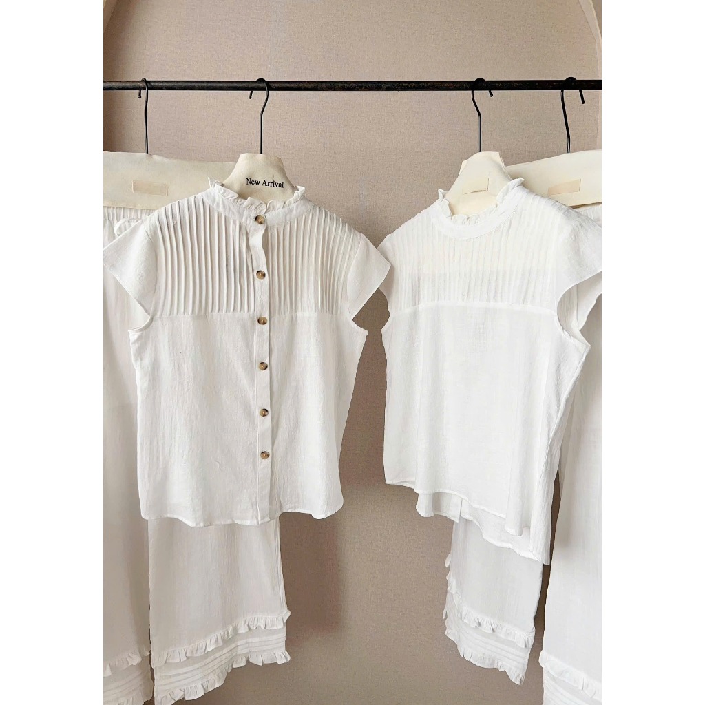 Set bộ nữ Asher áo sát nách phối li ngực kèm quần dài cạp chun tôn dáng,Bộ đồ nữ vải thô cotton phối ren thời trang Hebe | BigBuy360 - bigbuy360.vn