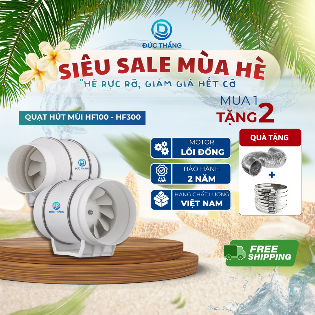 [Chính hãng] Quạt thông gió hút mùi Đức Thắng HF100–HF300 – hút khói bếp mạnh, tiết kiệm điện, êm ái