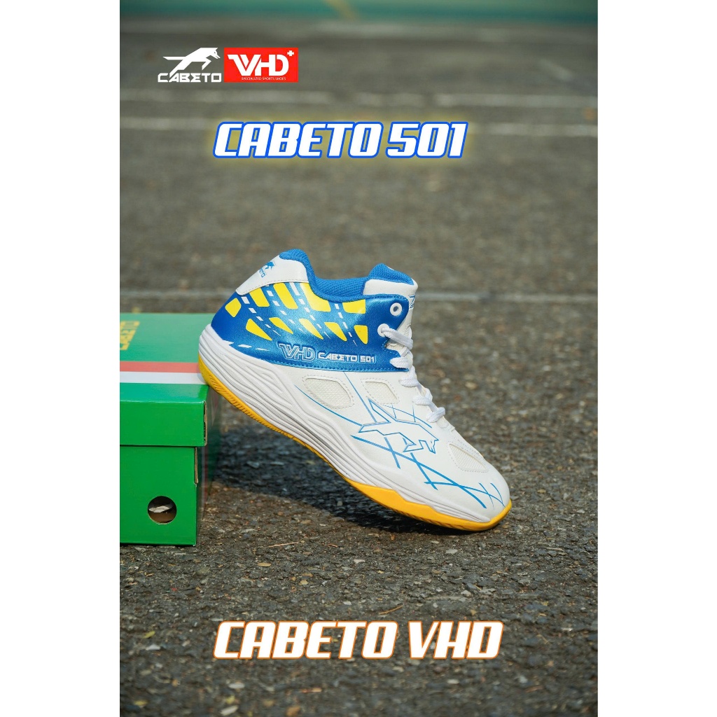 VHD Cabeto - CABETO501 - Giày Bóng Chuyền - Cày Sân Bê Tông Chống Mài Mòn, Êm Ái, Bám Sân Tốt