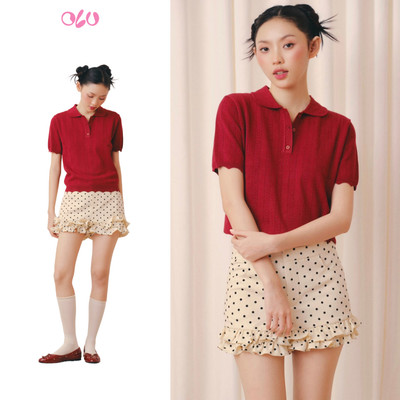 Áo OLV thun len polo trẻ trung Polo Knit Ribbed Top nhiều màu năng động phù hợp đi chơi đi làm