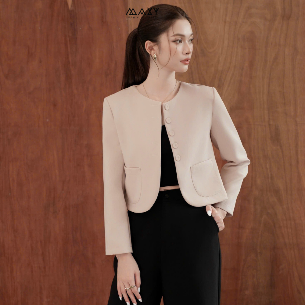 Áo khoác nữ tay dài dáng ngắn Cropped Jacket Creamy Maxy Workshop