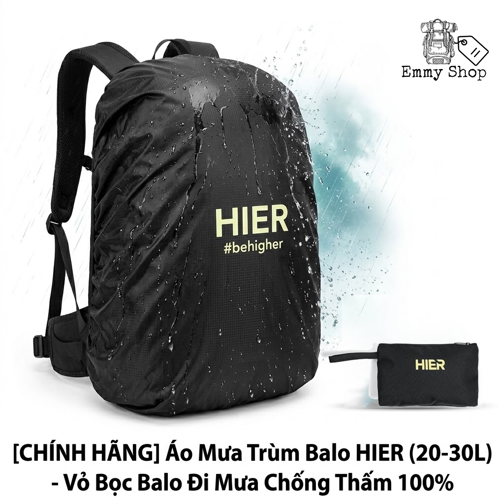 [Chính Hãng] Combo 3 Chiếc Áo Trùm Balo Hier Thách Thức Mưa Lớn - Phụ Kiện Chống Nước Cho Balo 30L đ