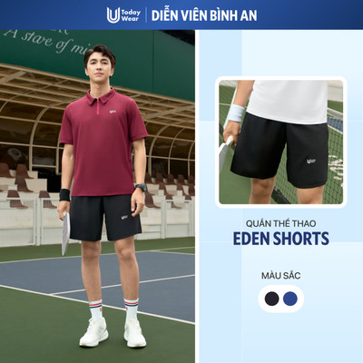 Quần đùi thể thao nam Eden Short Today U Wear cạp chun thoáng khí chạy bộ, chơi thể thao cầu lông pickleball tennis