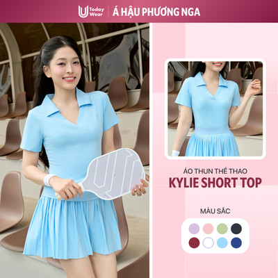 [Á HẬU PHƯƠNG NGA X TUW] Áo thể thao nữ ngắn tay Kylie Short Top Today U Wear cổ chữ V trẻ trung thấm hút mồ hôi