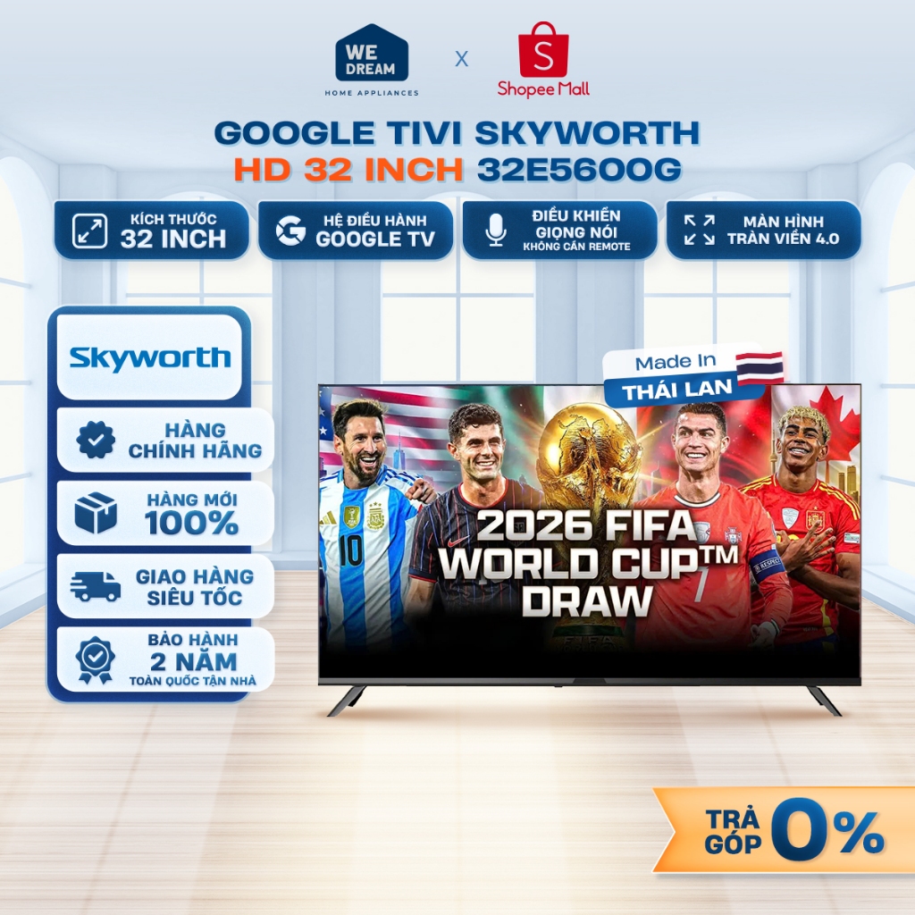 32E5600G - Google Tivi Skyworth 32 Inch 32E5600G 2K - Hàng Chính Hãng, Mới 100%