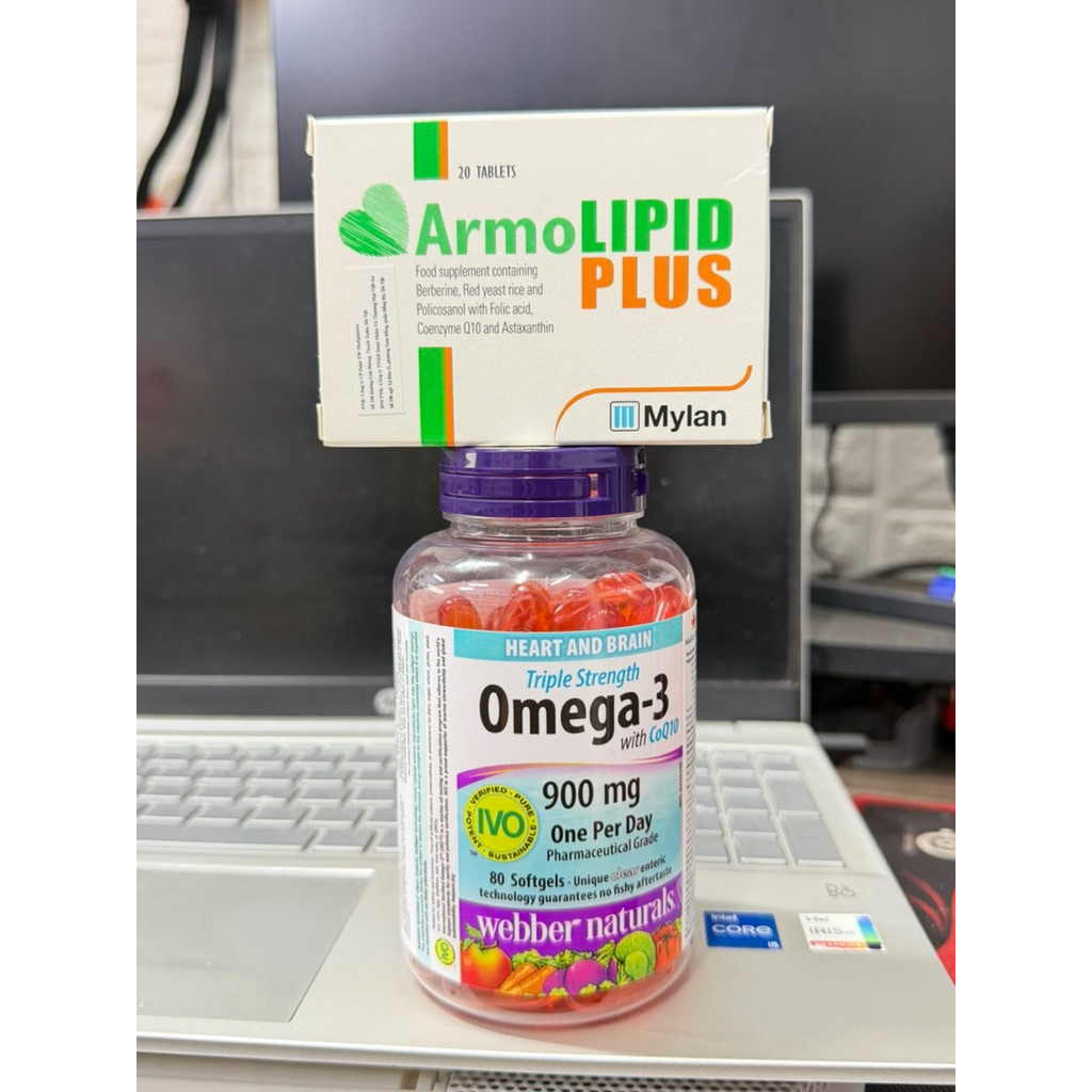 Sét Combo : Omega 3 Q10 Webber lọ 80viên + Armo Lipid Plus Hộp 20viên