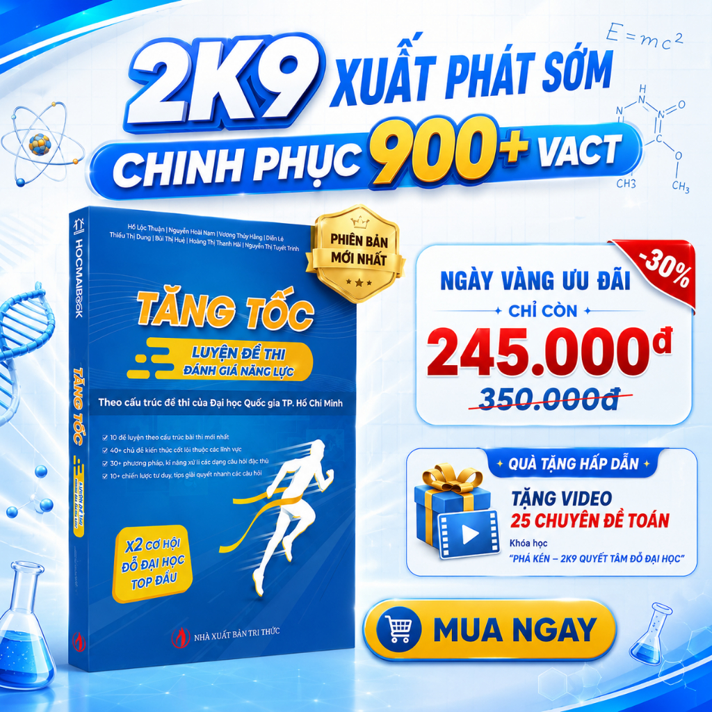 [V-ACT 2026] Sách Tăng tốc luyện đề thi Đánh giá năng lực ĐHQGTPHCM - HOCMAI