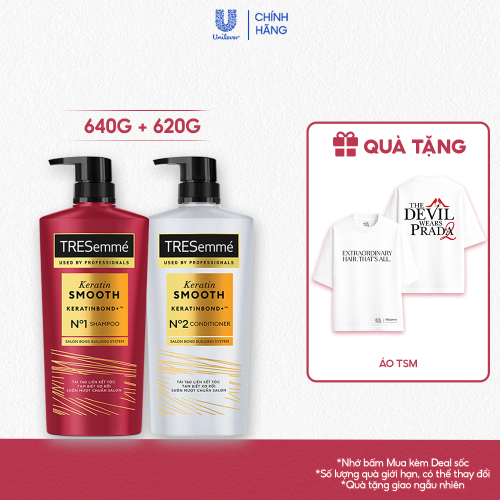 [LIVE] CB 2 Bước Tresemme Keratin Smooth/ BondRepair/ Salon Detox Vào Nếp Suôn Mượt Dầu Gội 640g+Dầu