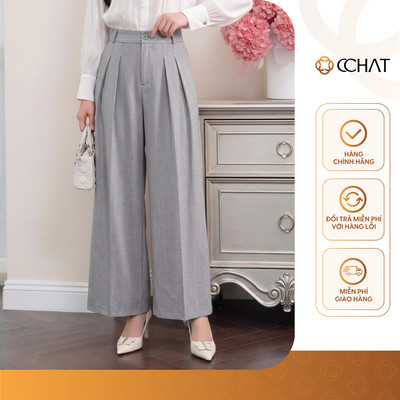 Quần Ống Rộng 𝐂𝐂𝐇𝐀𝐓 Dáng Suông Ophelia Cạp Rời Chất Liệu Tuytsi Cao Cấp 16QDS2015ST