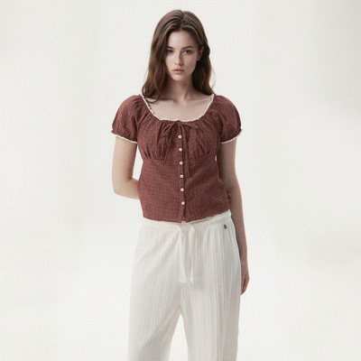 Áo Kiểu Nữ WHO.A.U Check Patterend Blouse_WHBLG2531F