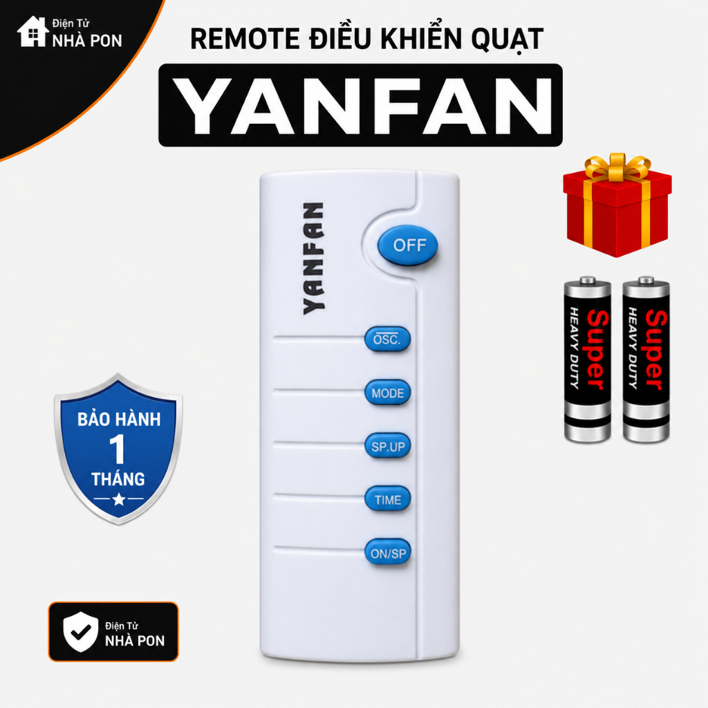 Remote điều khiển quạt YANFAN Mã 01, điều khiển quạt YANFAN