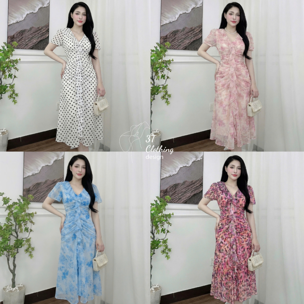 [3T CLOTHING] Váy Đầm Đuôi Cá Dự Tiệc Voan Tơ 3D Cao Cấp, Váy Ôm Body Voan Tơ 3D Co Giãn Big Size 40