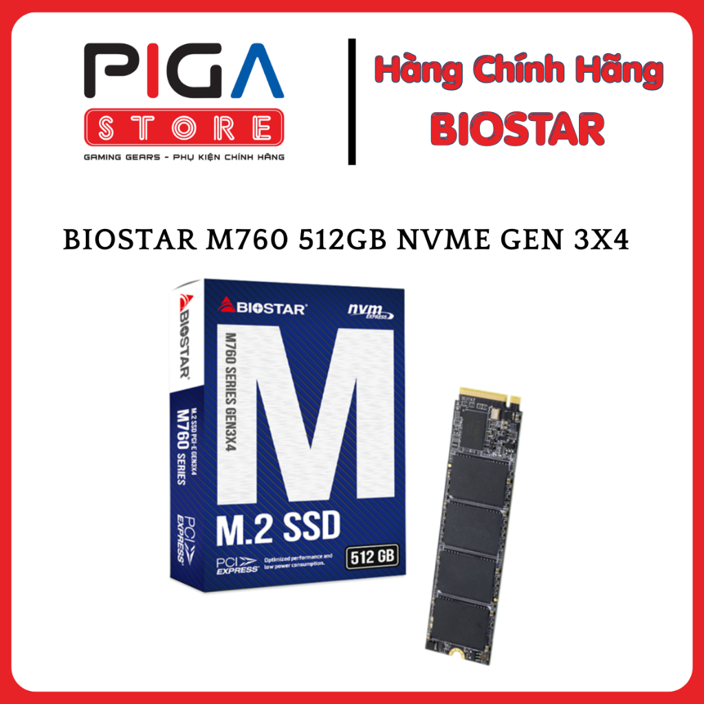 SSD BIOSTAR M760 512GB NVMe GEN 3x4 Hàng Chính Hãng - Bảo hành 36 Tháng