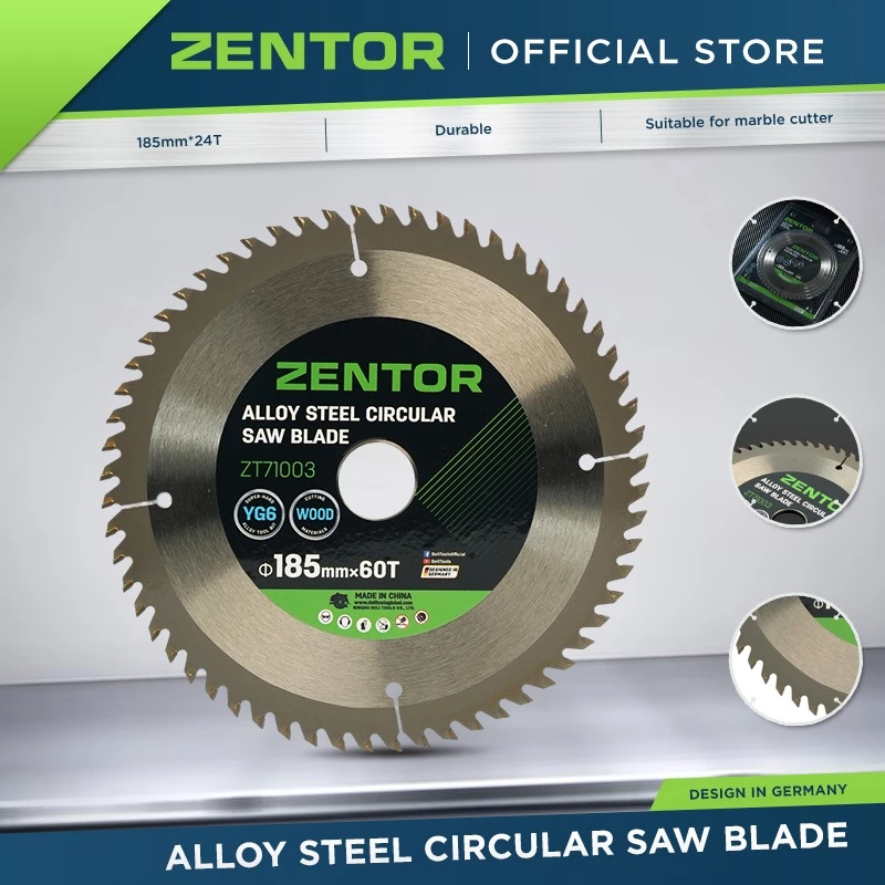 Lưỡi cưa thép Zentor 24/40/60 răng hợp kim YG6, đường kính 185mm