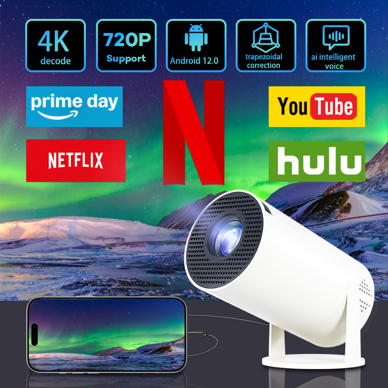 Máy Chiếu Mini HY300 Pro 4K Bluetooth5.0 Full HDMI Android11 Projector WiFi 6 1080P