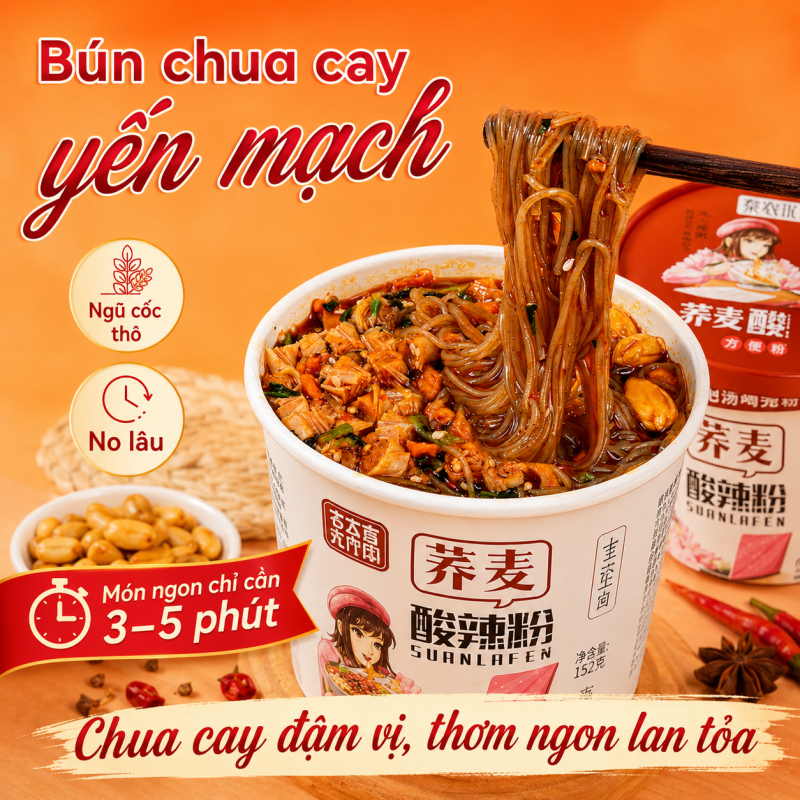 Mì chua cay kiều mạch để giảm cân0Mì ít calo, ít chất béo, bún gạo, đồ ăn vặt giúp thỏa mãn cơn đói,