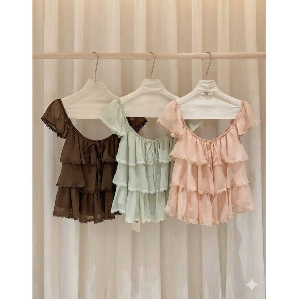 [Hàng Chuẩn QC] Áo Babydoll Voan Bèo Tầng Cánh Tiên Viền Ren Form Xòe Basic Mềm Mát | BigBuy360 - bigbuy360.vn