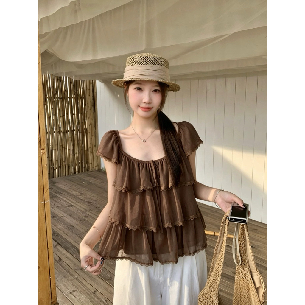 [Hàng Chuẩn QC] Áo Babydoll Voan Bèo Tầng Cánh Tiên Viền Ren Form Xòe Basic Mềm Mát | BigBuy360 - bigbuy360.vn
