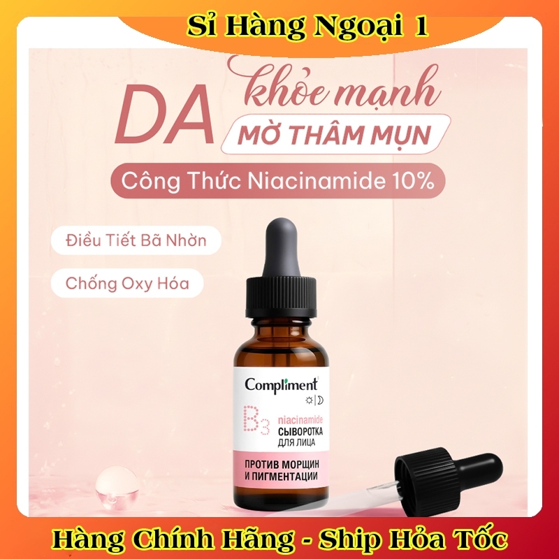 Serum Compliment B3 Niacinamide 10%, Vitamin C và Tranexamic acid dưỡng trắng và trẻ hoá da 27ml của