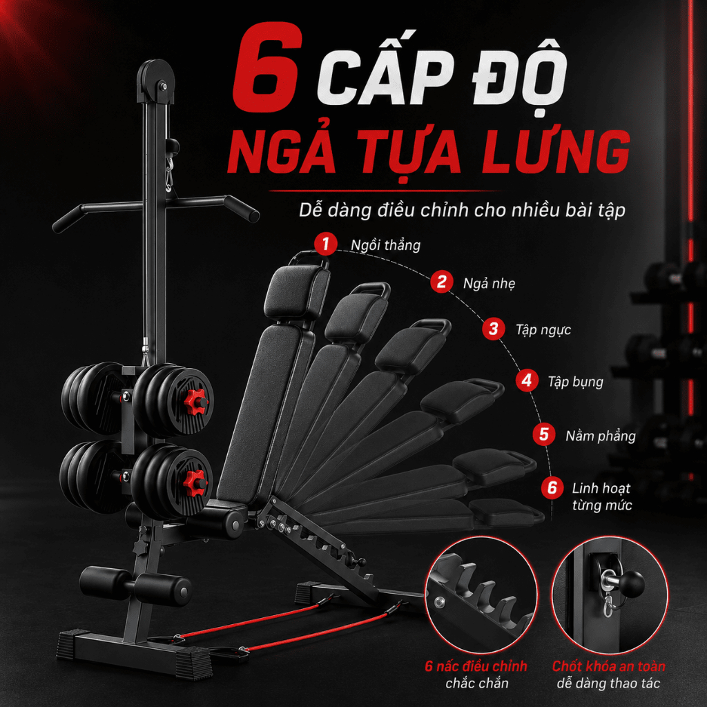 Ghế tập tạ, ghế tập đẩy tạ, dụng cụ hỗ trợ gập bụng, thiết bị thể dục, sử dụng tại nhà, ghế đa năng | BigBuy360 - bigbuy360.vn