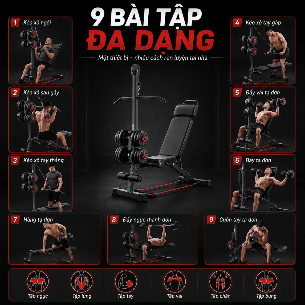 Ghế tập tạ, ghế tập đẩy tạ, dụng cụ hỗ trợ gập bụng, thiết bị thể dục, sử dụng tại nhà, ghế đa năng | BigBuy360 - bigbuy360.vn
