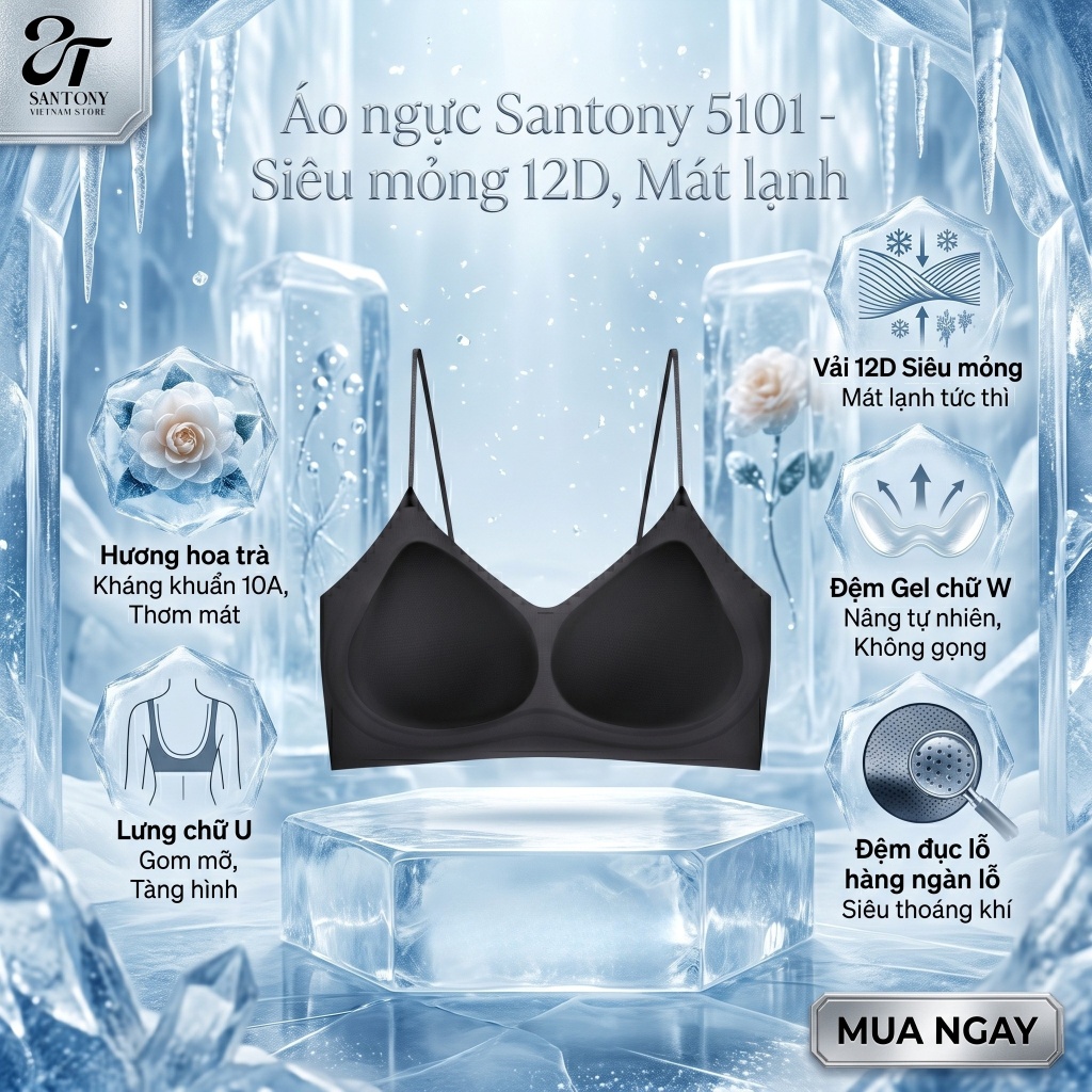 Áo Ngực Tàng Hình Đi Biển Santony 5101 - Siêu Mỏng 12D Mát Lạnh Không Gọng PIER N°5