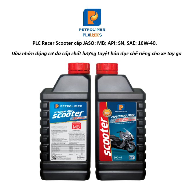 Nhớt xe máy, nhớt xe ga cao cấp PETROLIMEX PLC RACER SCOOTER MB 10W40 API SN 800ml