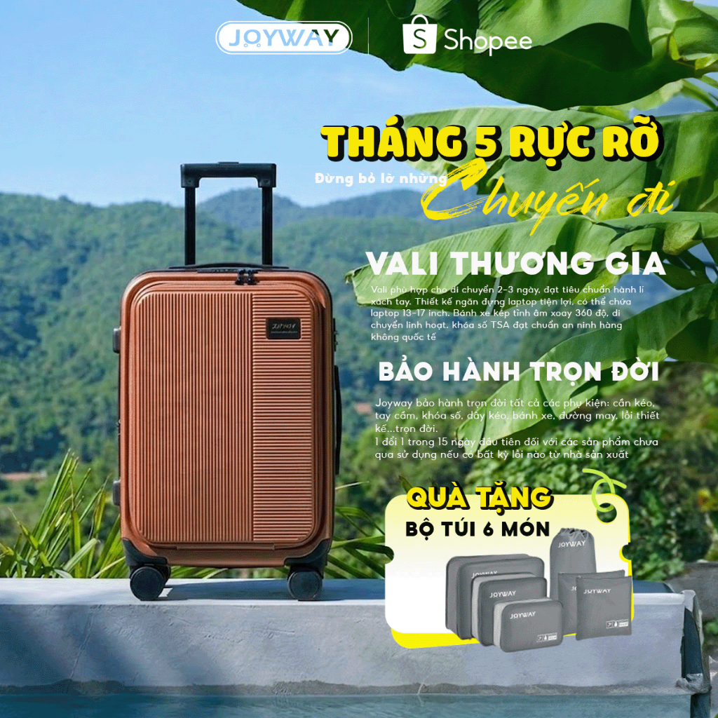 NGĂN CHỨA RỘNG Vali Kéo JOYWAY, Mở Rộng Dây Kéo, Chống Bung, Tiện Lợi Hành lý Du Lịch