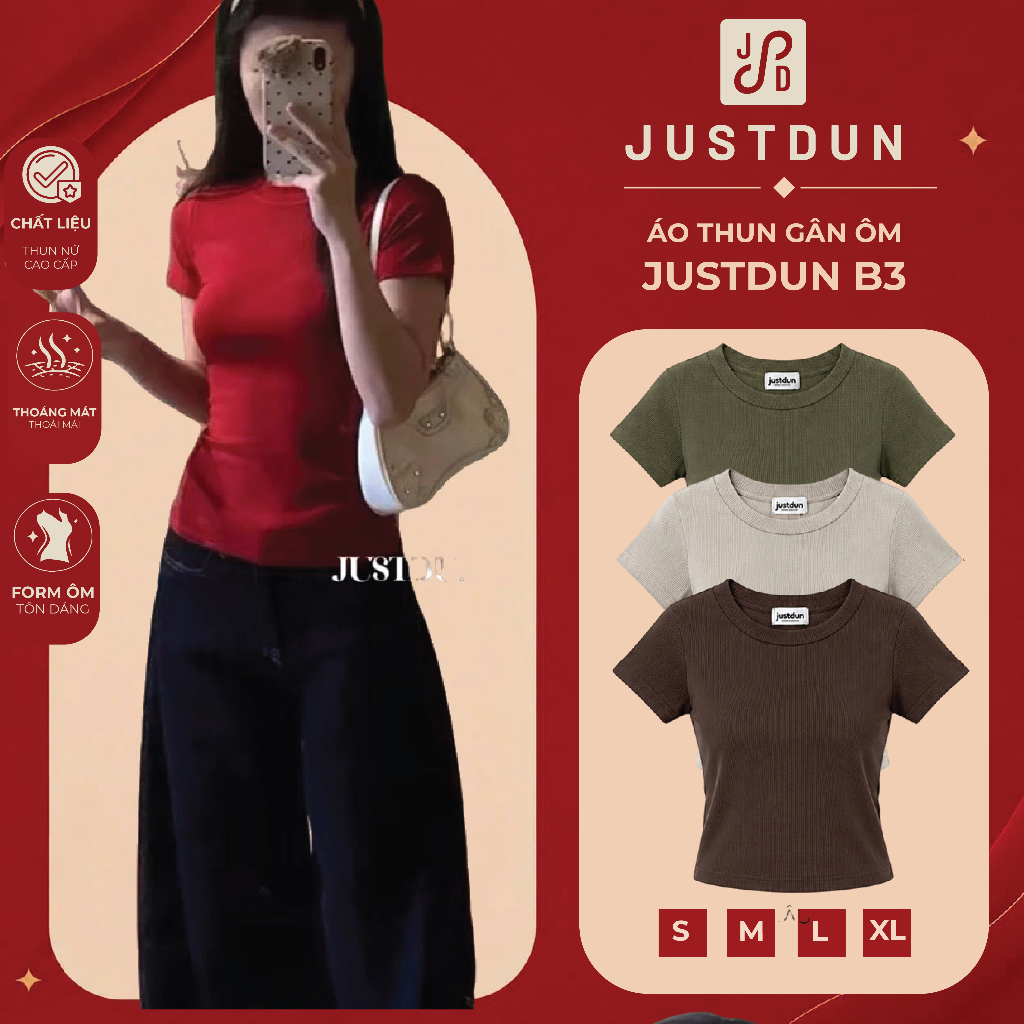 Áo thun baby Basic trơn ôm body chất tăm cotton Justdun B3