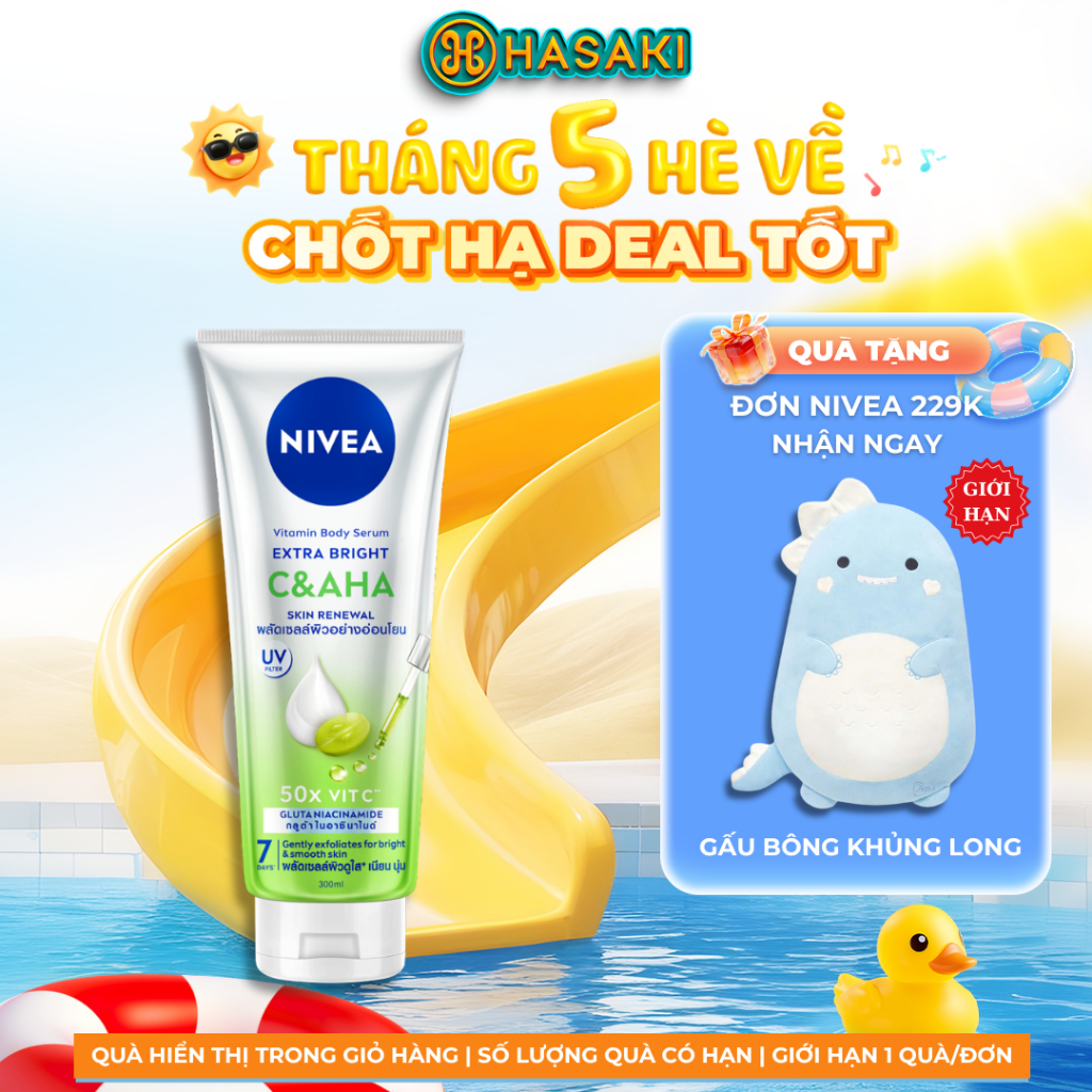 Serum Dưỡng Thể Nivea C & AHA Dưỡng Sáng & Sạch Da Chết 300ml Vitamin Body Serum Extra Bright C & AH