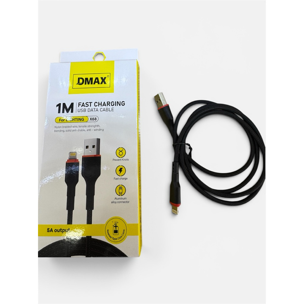Cáp sạc nhanh Dmax X68 1M USB To Lightning bọc dù chống rối, chống đứt.
