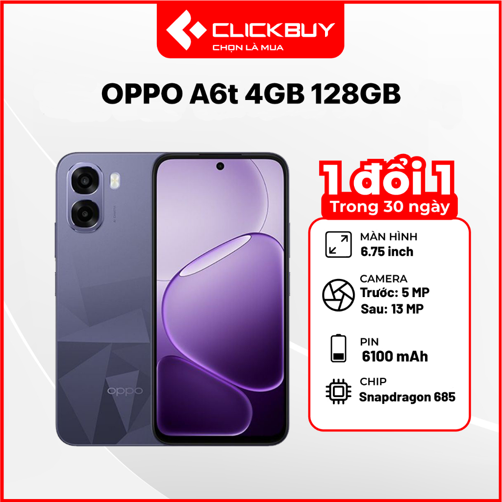 Điện Thoại Oppo A6T 4GB/128GB Chính Hãng Pin 6100mAh Màn Hình 120Hz | BigBuy360 - bigbuy360.vn