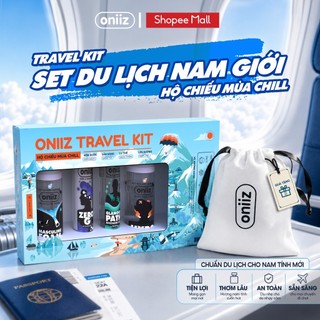 Oniiz Travel Kit, Set du lịch Nam 4 món Minisize Bọt Vệ Sinh, Rửa Mặt, Dầu Gội & Sữa Tắm. Combo chăm sóc cá nhân cho Nam