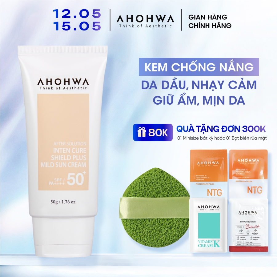 Kem Chống Nắng Phổ Rộng AHOHWA Mild Sun Cream SPF50+ PA++++ Tuýp 50g