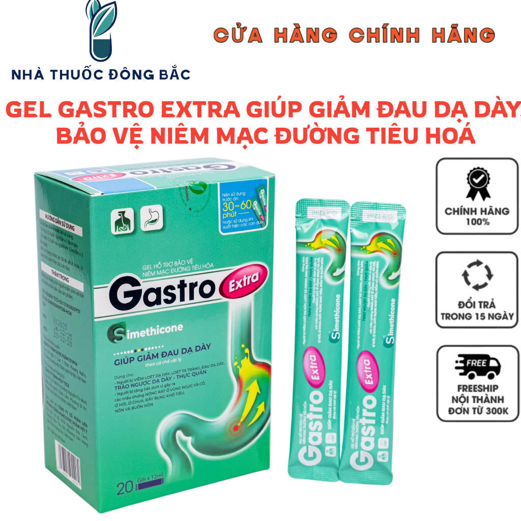 GEL HỖ TRỢ BẢO VỆ NIÊM MẠC ĐƯỜNG TIÊU HOÁ GASTRO EXTRA GIÚP GIẢM ĐAU DẠ DÀY, GIẢM TRÀO NGƯỢC HỘP 20 