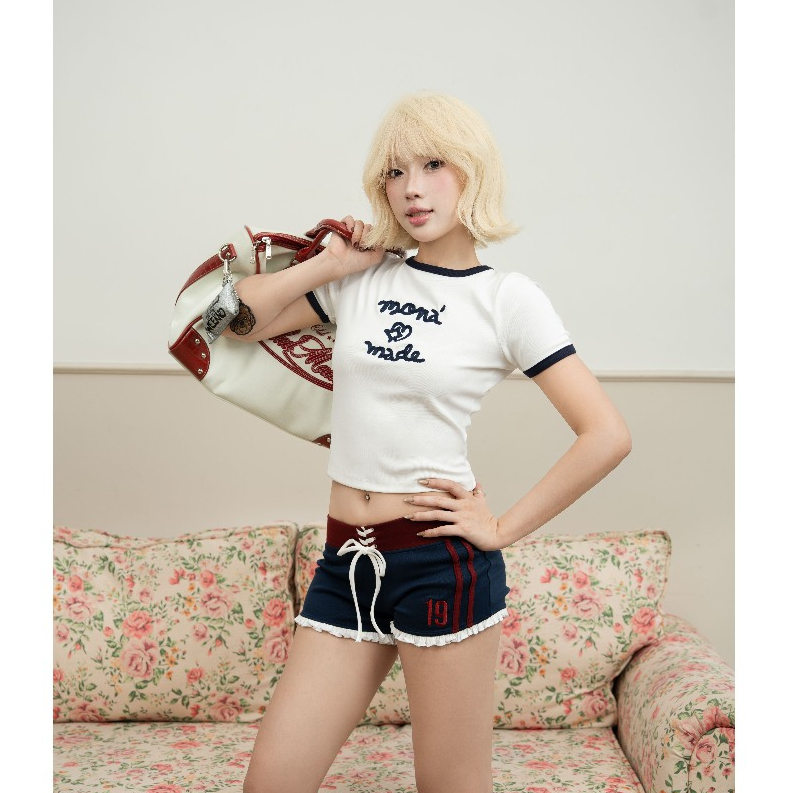 Quần short nữ MONÁ ôm dáng hoạ tiết chấm bi dây rút eo - POPPIE SHORTS | BigBuy360 - bigbuy360.vn