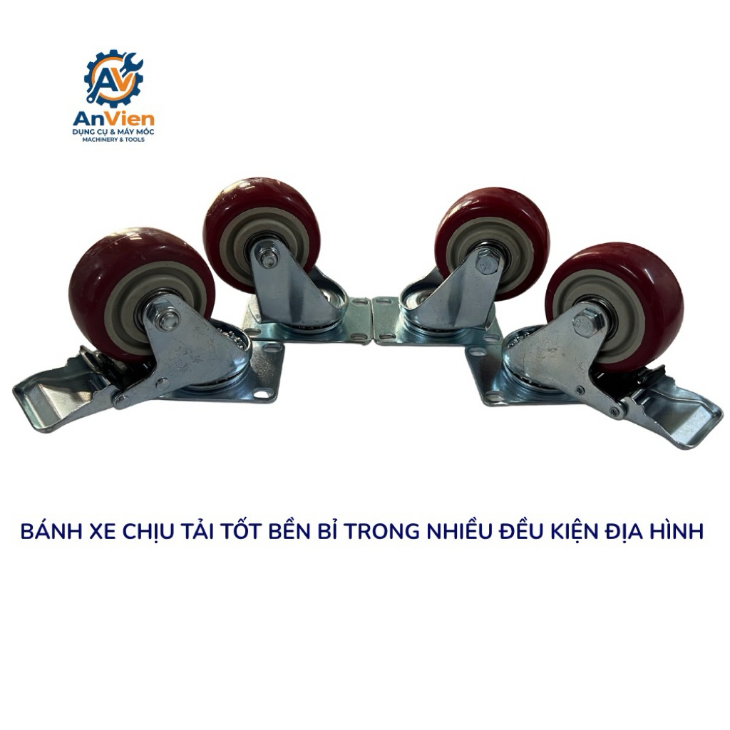 COMBO BÁNH XE ĐỎ PVC-D75 VÒNG BI KÉP