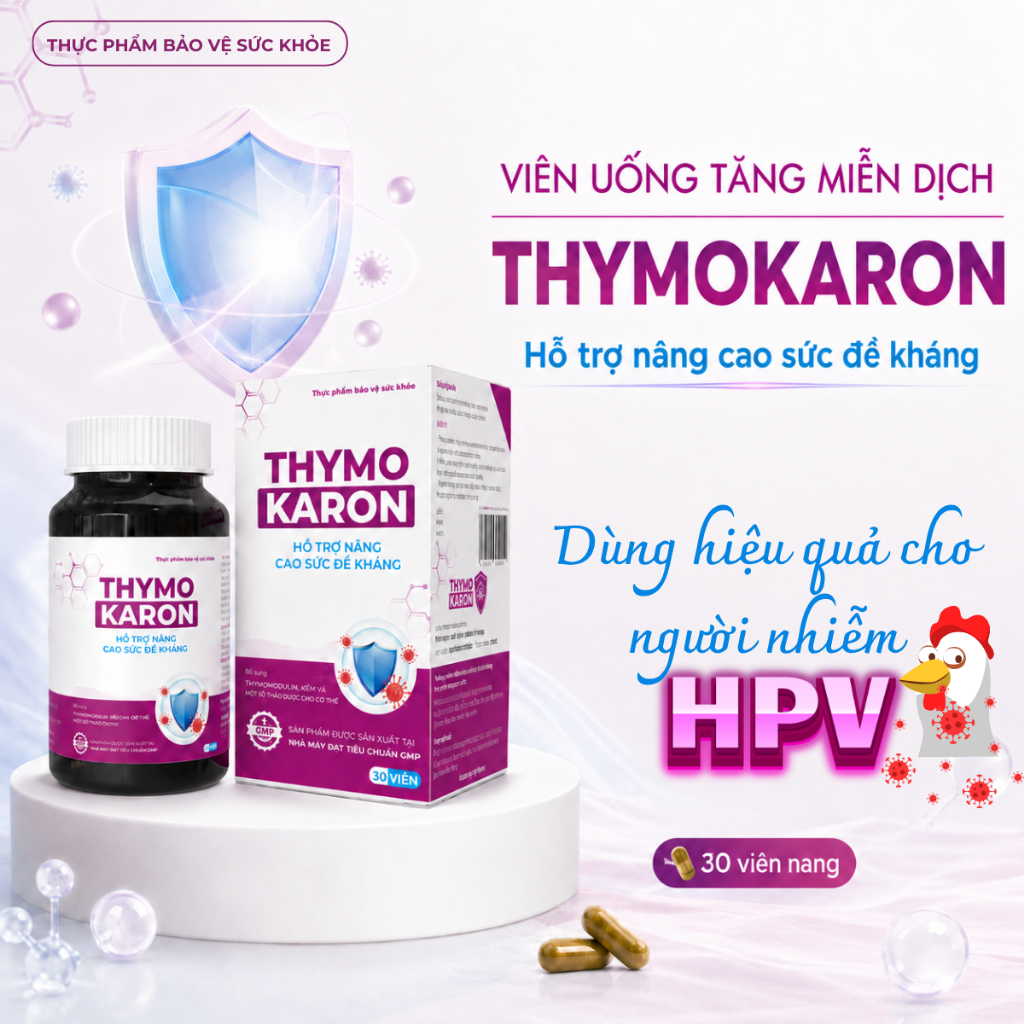 Viên Uống Hỗ Trợ Thanh Thải HPV - Hỗ Trợ Tăng Miễn Dịch, Đề Kháng - THYMO KARON 30 Viên