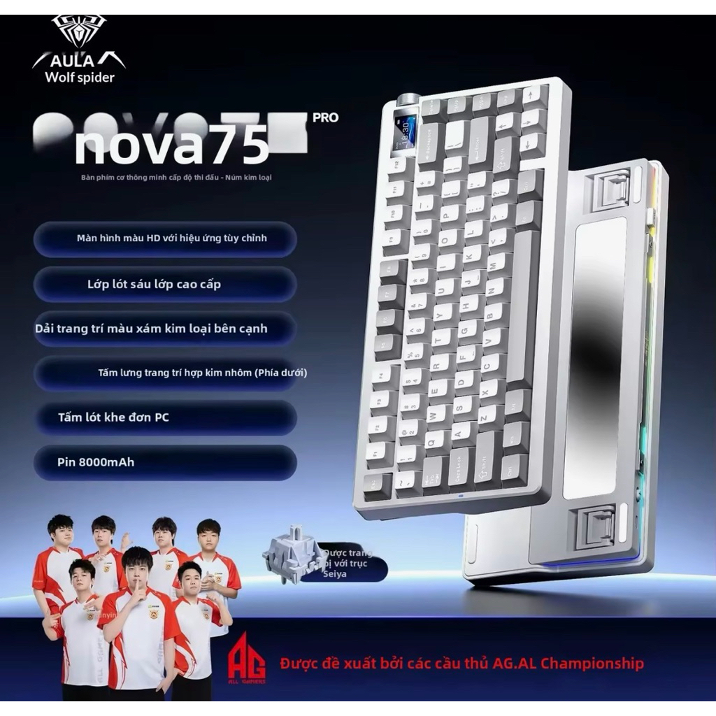 Bàn phím cơ không dây AULA NOVA75-NOVA75 pro 3 mode