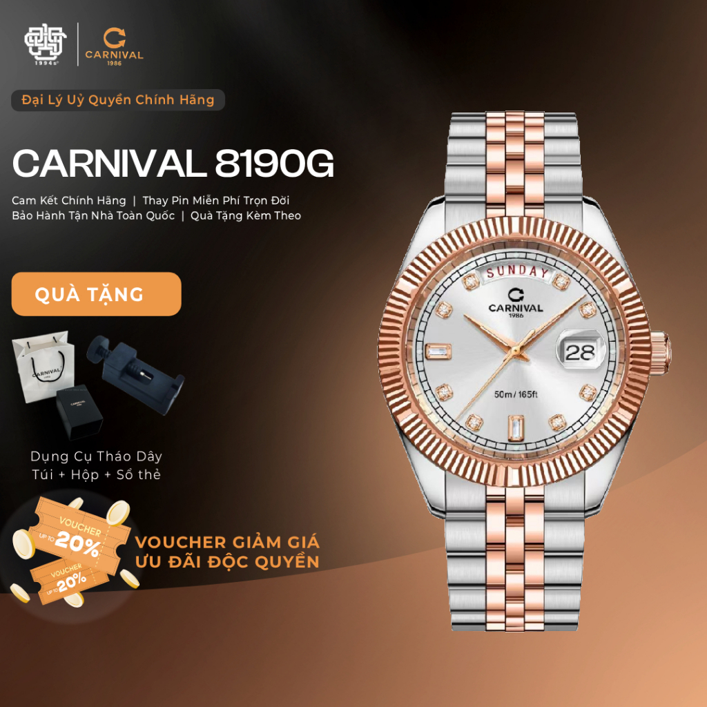 Đồng Hồ Nam Carnival 8190G-CH-T Quartz Hàng Chính Hãng 1994s WATCH