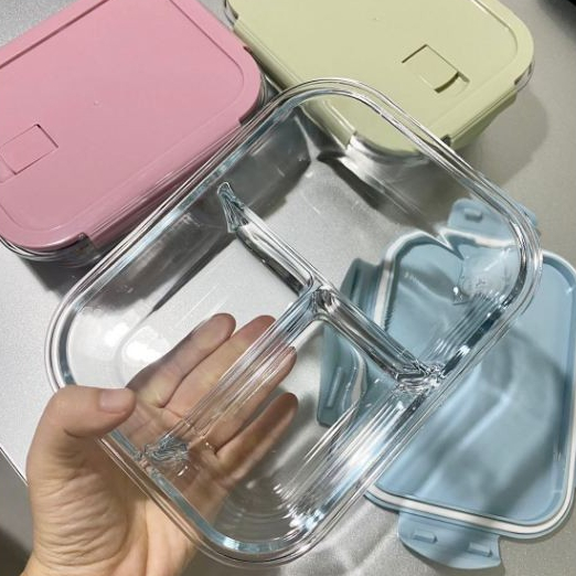 Thố thủy tinh 3 ngăn 1040ml đựng thức ăn - hộp thủy tinh chia ngăn đựng thực phẩm chịu nhiệt