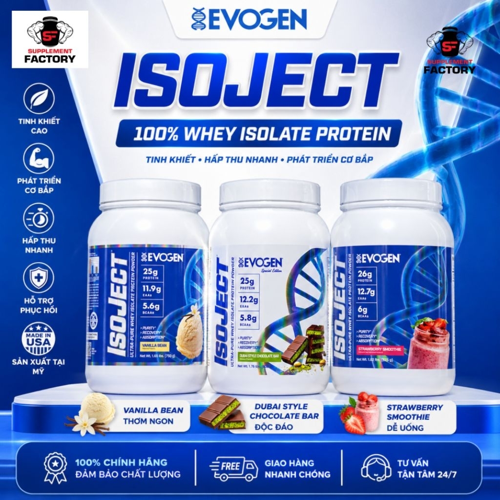 EVOGEN ISOJECT 25 Liều Dùng - Whey Protein Isolate Siêu Tinh Khiết - [Chính Hãng]