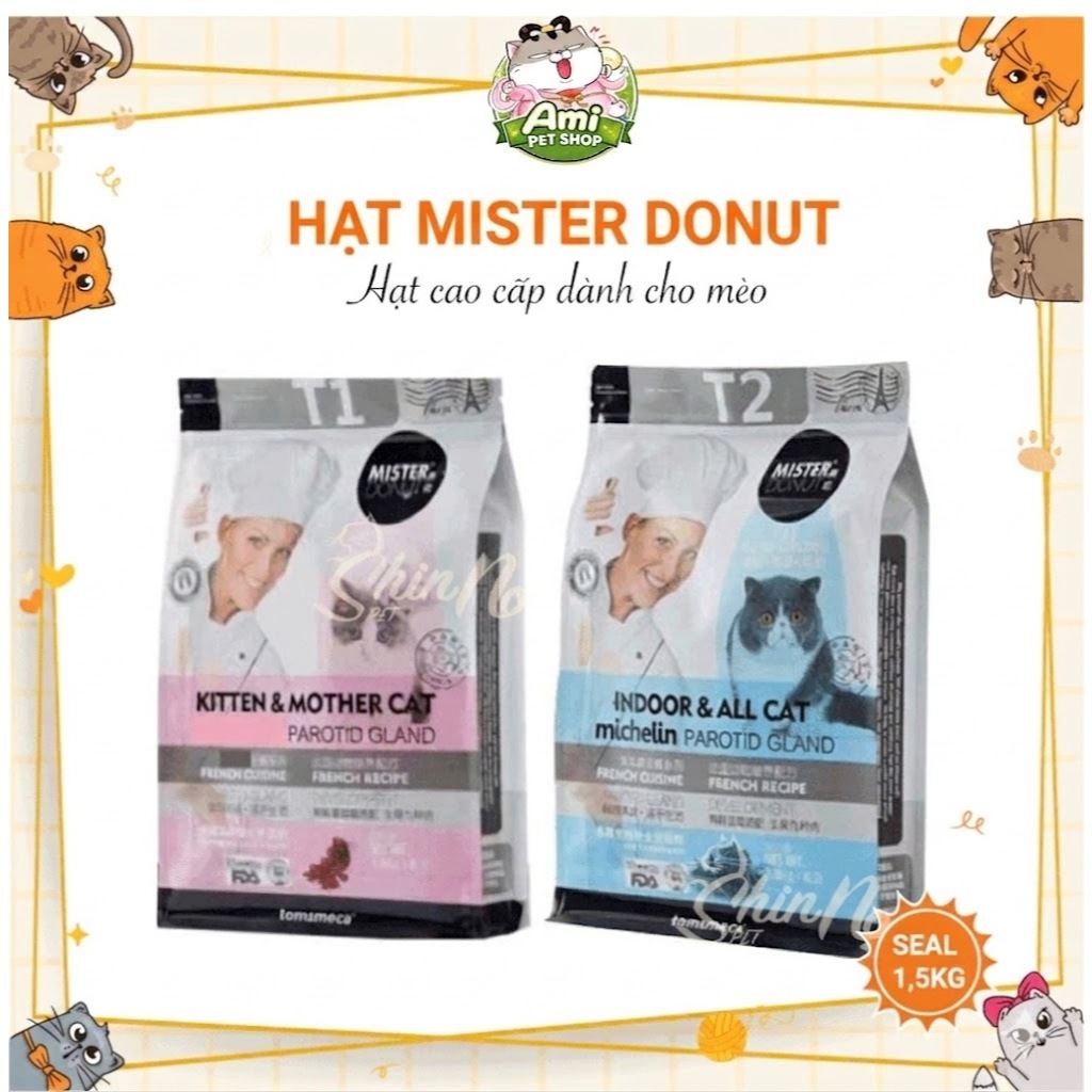 Hạt Mister Donut nguyên seal 1.8kg dành cho mèo AmiPetShop