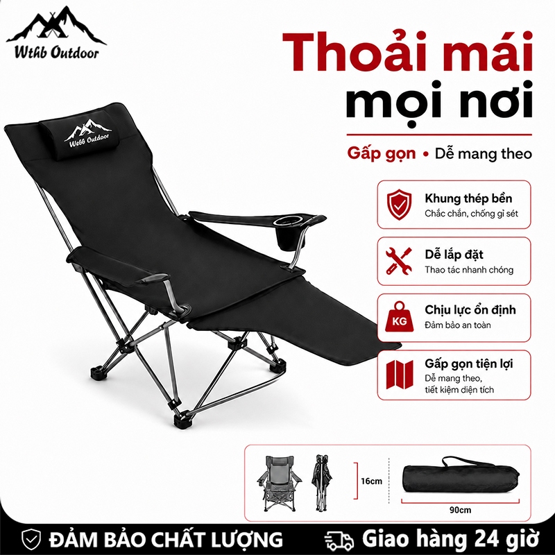 WTHB Outdoor Ghế tựa Ghế xếp ngoài trời ghế cắm trại ghế di động có thể chịu được 300kg Lưới thoáng 