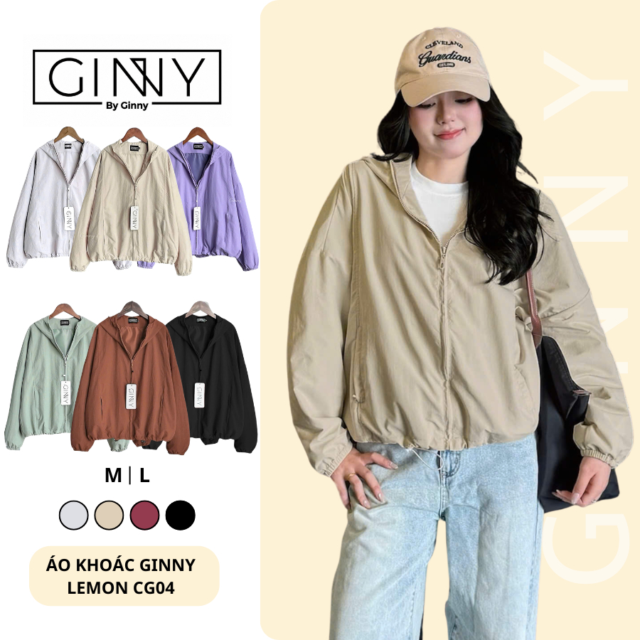 𝐆𝐈𝐍𝐍𝐘 Áo Khoác Dù Lemon CG04 Chống Nắng UV Túi Ngoài Túi Trong Đa Năng Khóa Kéo Tiện Lợi