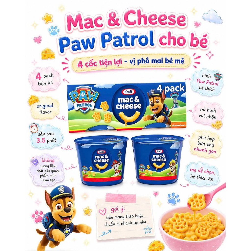 Nui Phô Mai Kraft Mac & Cheese Ly Ăn Liền Cho Bé Chính Hãng Mỹ