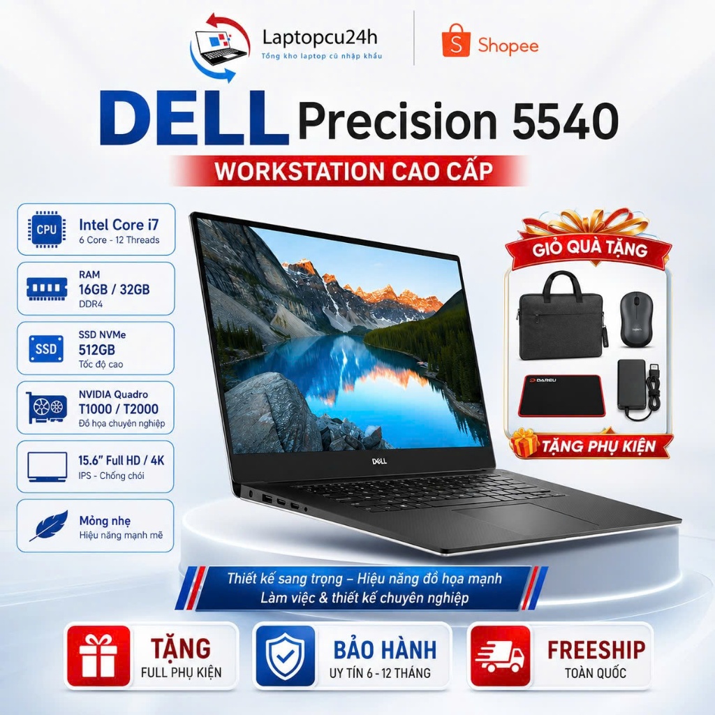 Laptop Dell Precison 5510,5520,5530,5540 Chuyên Đồ Họa Lập Trình Mỏng Nhẹ Hàng Zin Mỹ